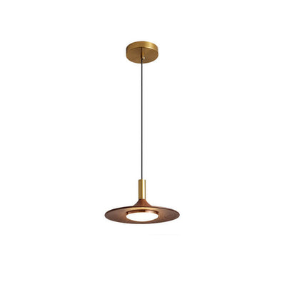 Japanese Walnut Flying Saucer Design Acrylic LED Pendant Light