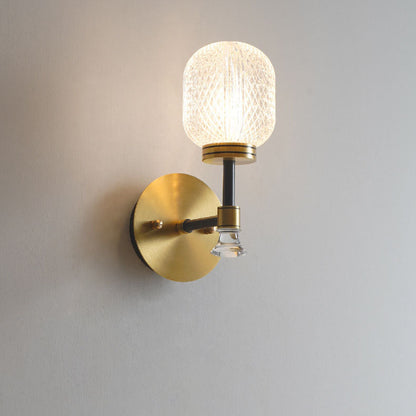 Modern Light Luxury Glass Oval Copper Base 1-Light Wall Sconce Lamp