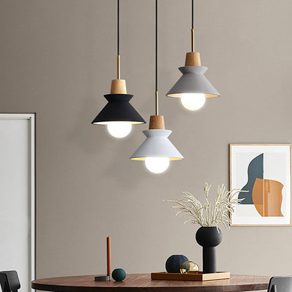Nordic Minimalist Macaron Wood Cement  1-Light Pendant Light