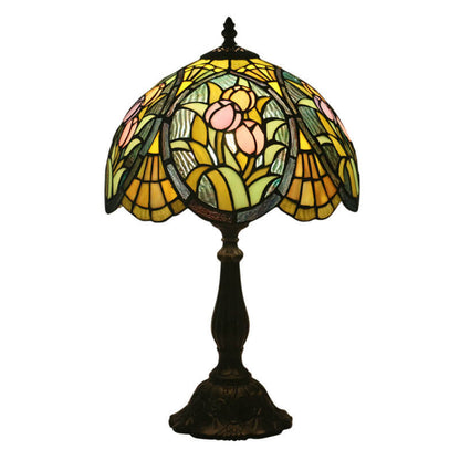 Tiffany Rustic Stained Glass 1-Light Table Lamp