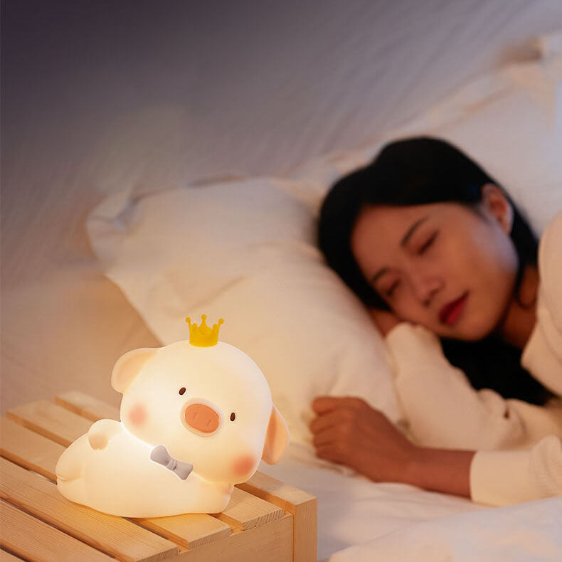 Cute Piggy Silicone LED Night Light Bedside Table Lamp
