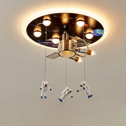 Cartoon Creative Astronaut LED Kids Flush Mount Ceiling Light