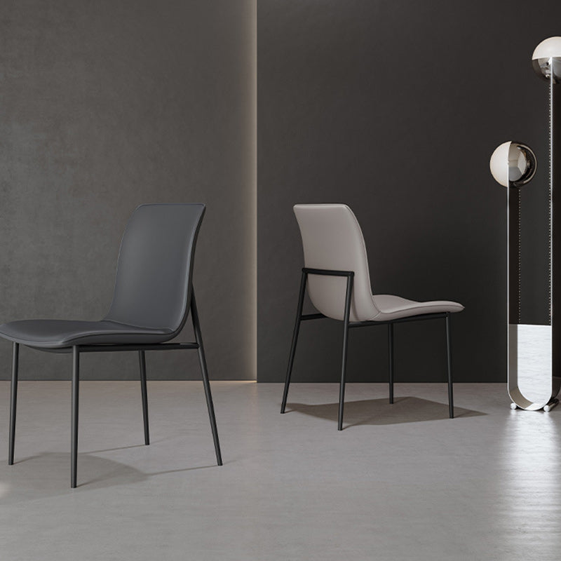 Modern Minimalist PU Leather Carbon Steel Sponge Square Dining Chair Backrest For Dining Room