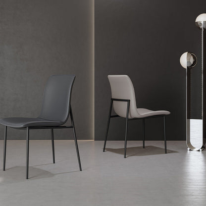 Modern Minimalist PU Leather Carbon Steel Sponge Square Dining Chair Backrest For Dining Room