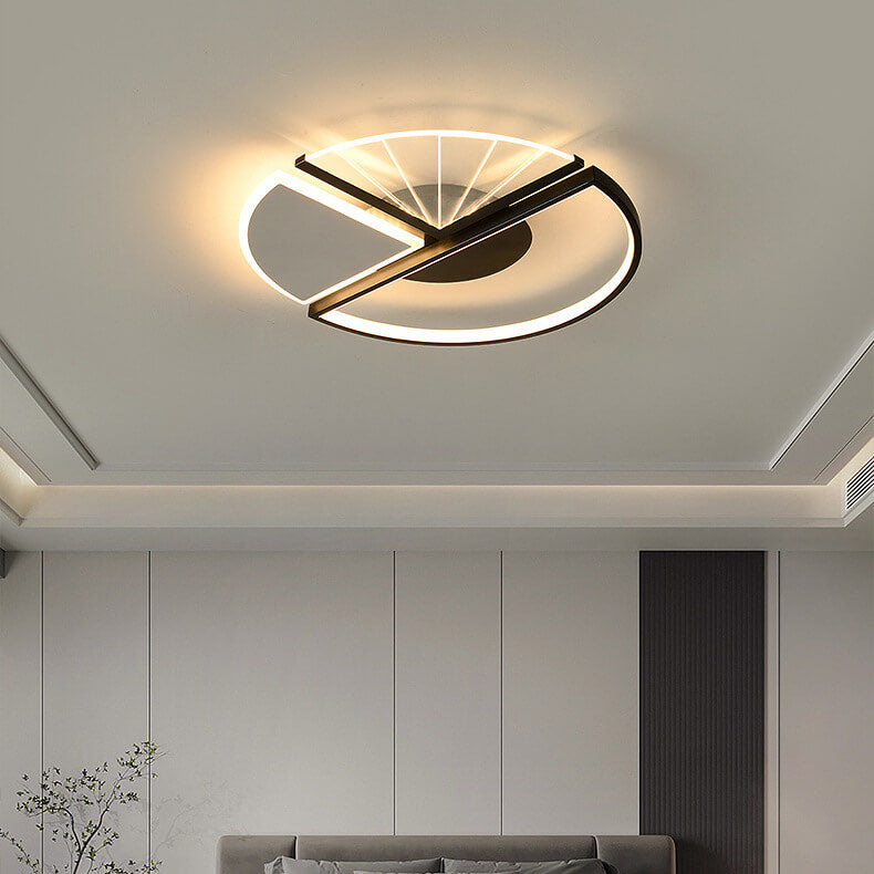 Modern Minimalist Geometric Shapes Black White Iron LED Flush Mount Light