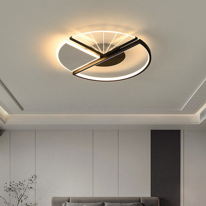 Modern Minimalist Geometric Shapes Black White Iron LED Flush Mount Light