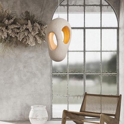 Japanese Wabi-sabi Resin Geometric Circle 1-Light Pendant Light
