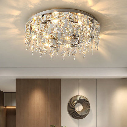 Modern Luxury Crystal Round Butterfly Pendant 6/8/12 Light Flush Mount Ceiling Light