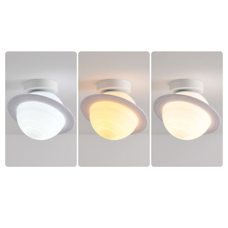 Nordic Creative Moon Planet Iron Art 1-Light Semi-Flush Mount Light