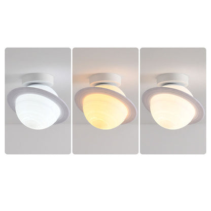Nordic Creative Moon Planet Iron Art 1-Light Semi-Flush Mount Light