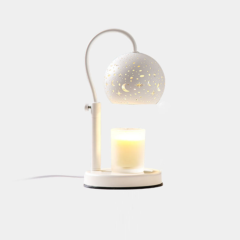 Contemporary Scandinavian Star Orb Disc Base Iron Plastic 1-Light Aromatherapy Melting Wax Table Lamp For Bedroom