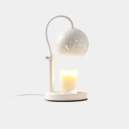 Contemporary Scandinavian Star Orb Disc Base Iron Plastic 1-Light Aromatherapy Melting Wax Table Lamp For Bedroom
