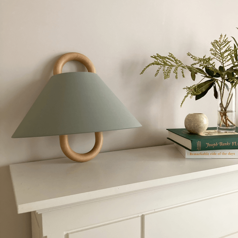 Modern Original Solid Wood Pleated Semi-Circle 1-Light Wall Sconce Lamp