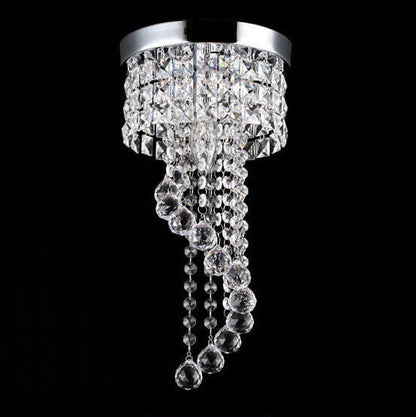 Modern Luxury Round Crystal Hanging 1-Light Flush Mount Ceiling Light