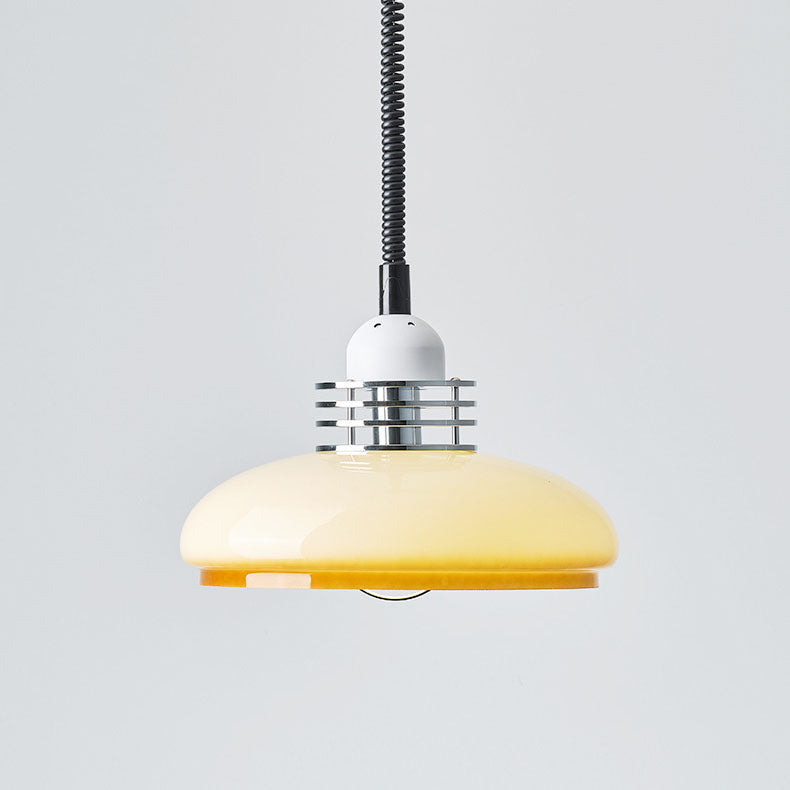 Japanese Minimalist Hardware Glass Round Head Retractable 1-Light Pendant Light