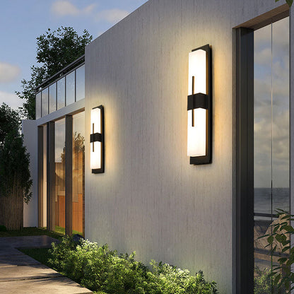 Outdoor Minimalist Rectangular Stainless Steel Acrylic LED Waterproof Wall Sconce Lamp