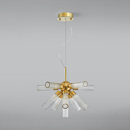 Contemporary Creative Iron Acrylic Cylinder 11-Light Chandelier For Dining Room