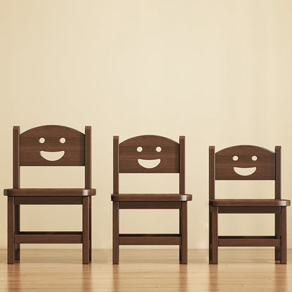 Traditional Vintage Square Smile Wood Curved Frame Dining Chair Backrest Armless For Dining Room