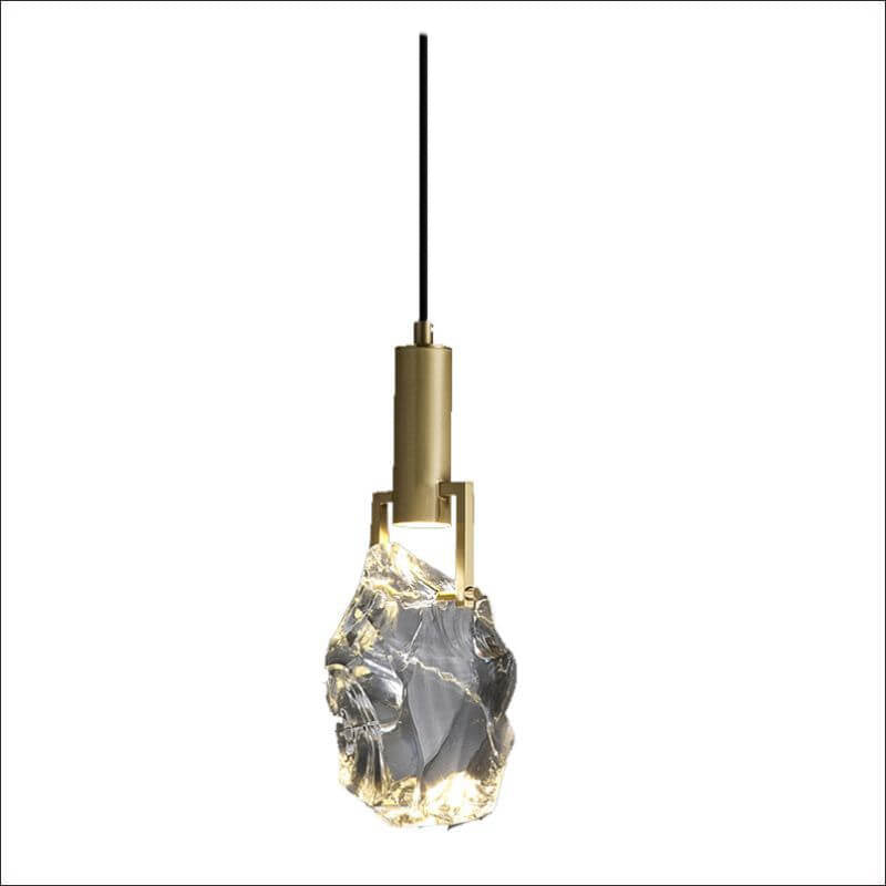 Modern Minimalist Ice Cube Crystal 1-Light Pendant Light