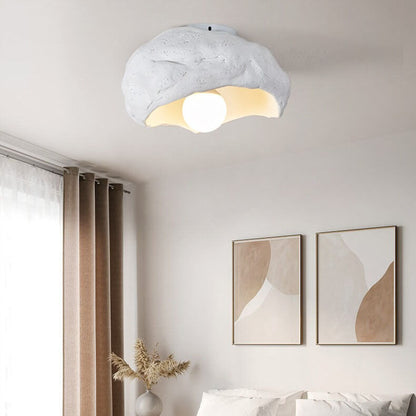 Japanese Creative Resin Rock Texture 1-Light Flush Mount Ceiling Light