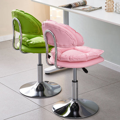 Modern Minimalist Square Cushion Faux Leather Metal Bar Stool Backrest Height Adjustable For Dining Room