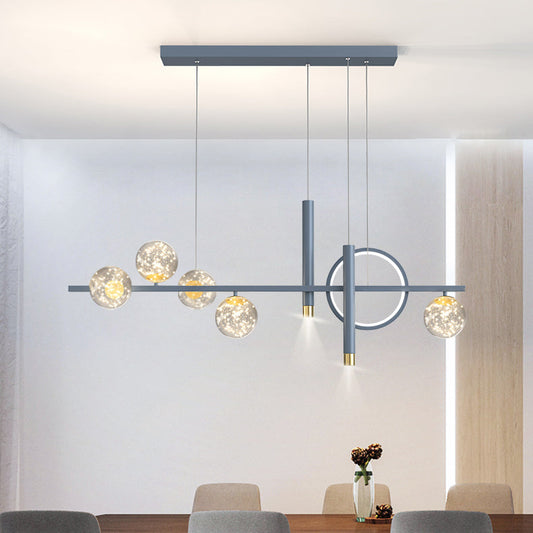 ثريا جزيرة LED مصنوعة من الحديد والألومنيوم والأكريليك بتصميم عصري بسيط لغرفة الطعام 