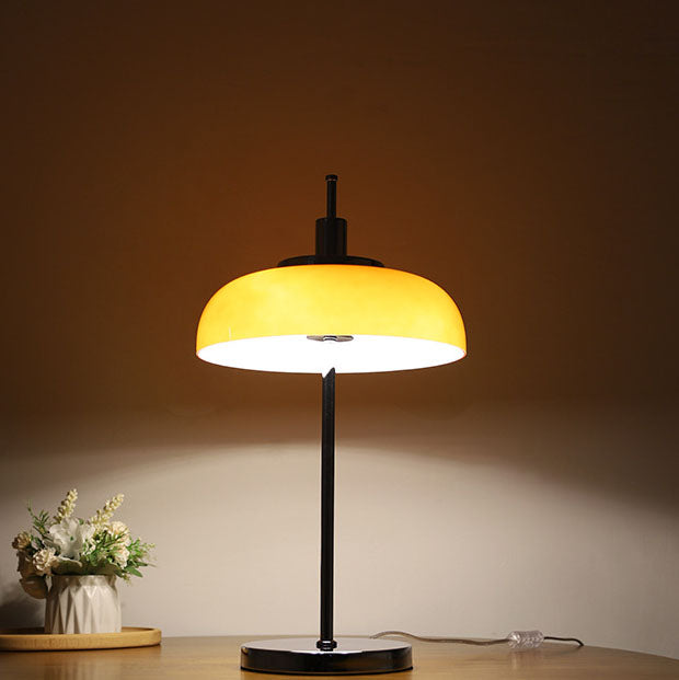 Vintage Simple Orange Dome Chrome Base 3-Light Table Lamp
