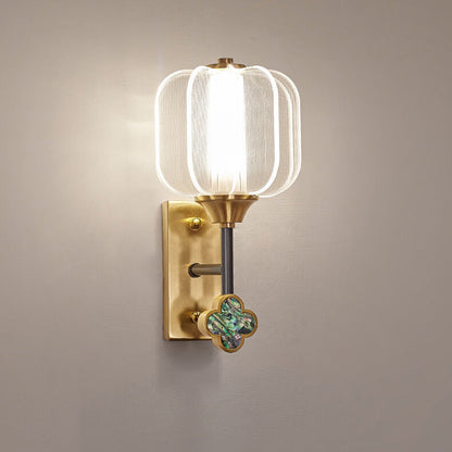 مصباح حائط LED بتصميم صيني مصنوع من النحاس والأكريليك بالكامل بتصميم إبداعي