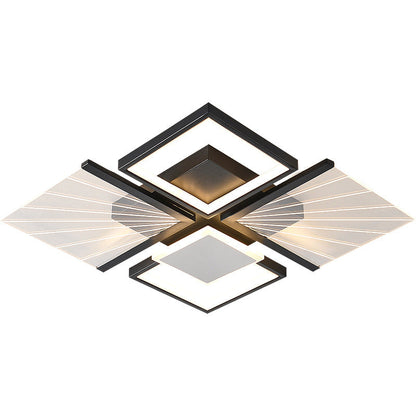 Modern Minimalist Geometric Shapes Black White Iron LED Flush Mount Light