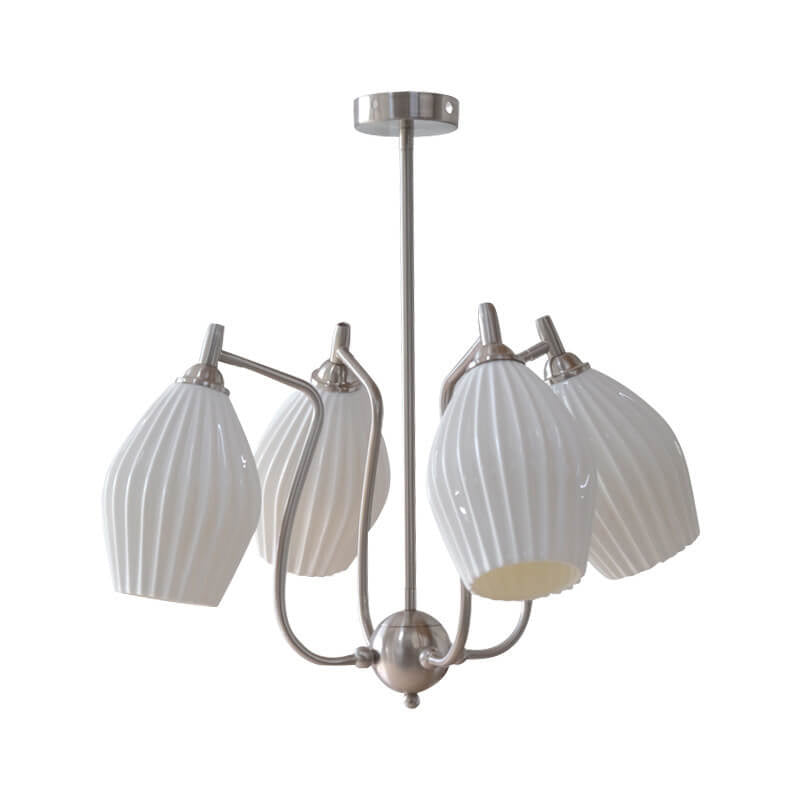Vintage Minimalist Tulip Ceramic 4/6 Light Chandelier