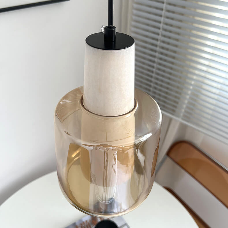 Nordic Minimalist Marble Glass Jar 1-Light Pendant Light