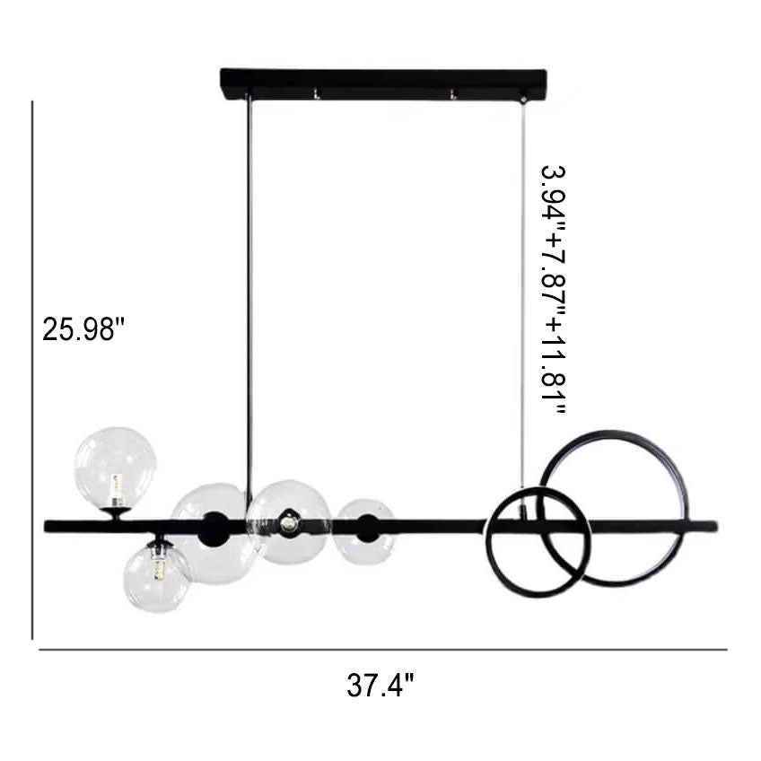 Nordic Luxury Glass Ball Ring 5-Light Island Light Chandelier