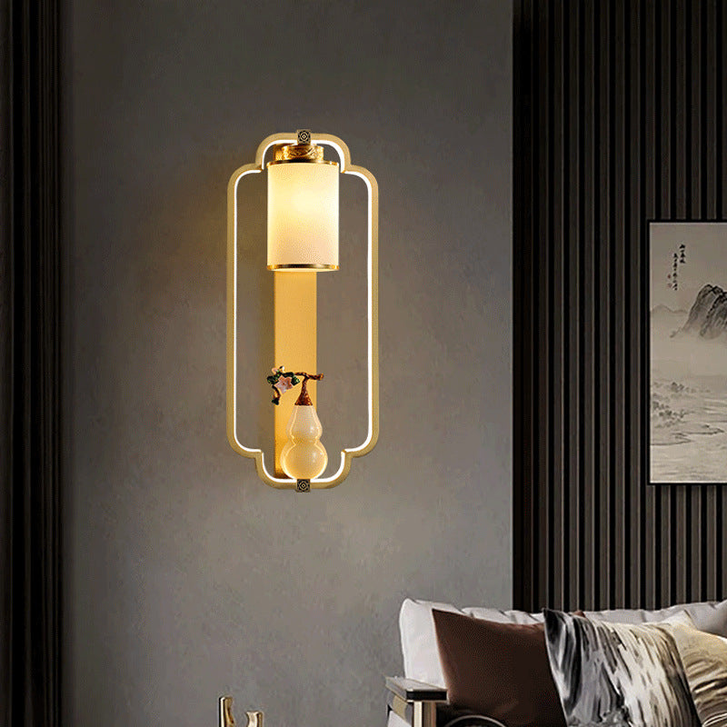 مصباح حائط LED بتصميم عقدة حلقية من النحاس الصيني الحديث 