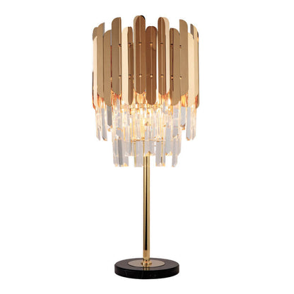 European Gold Stainless Steel Crystal 1-Light Table Lamp