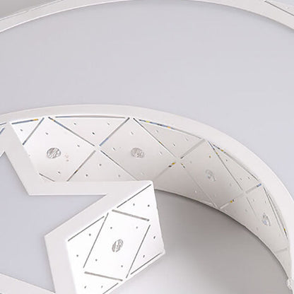Modern Star Moon Geometric Iron LED Kids Flush Mount Ceiling Light
