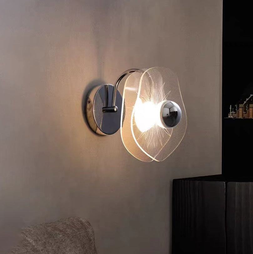 Contemporary Nordic Acrylic Flower Shade Hardware LED Wall Sconce Lamp For Bedroom