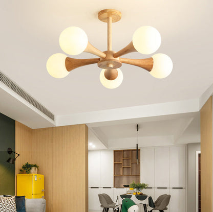 Japanese Log Fork 3/4/5-Light Semi-Flush Mount Light