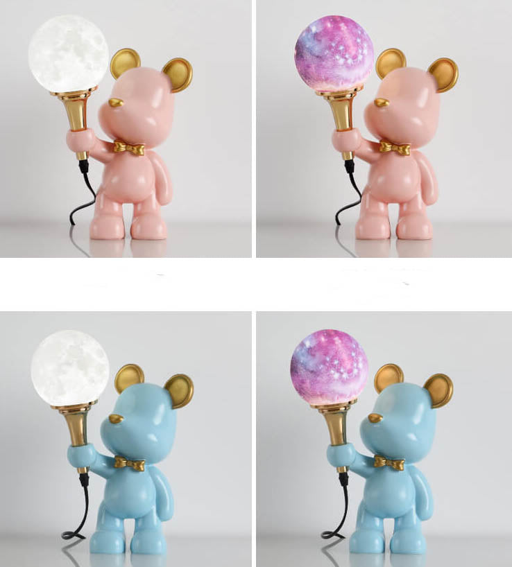 Creative Cartoon Bear Resin 1-Light Night Light Table Lamp