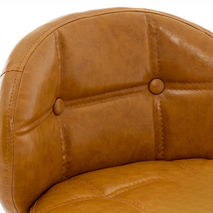 Modern Minimalist Square Wood Oiled Wax Leather Foam Bar Stool With Four Legs Backrest For Dining Room