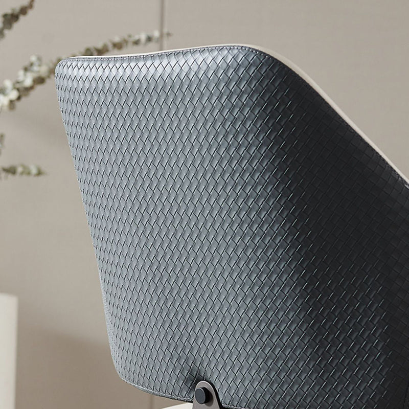 Contemporary Scandinavian PU Leather Carbon Steel Sponge Square Lozenge Dining Chair Backrest Armrest For Dining Room