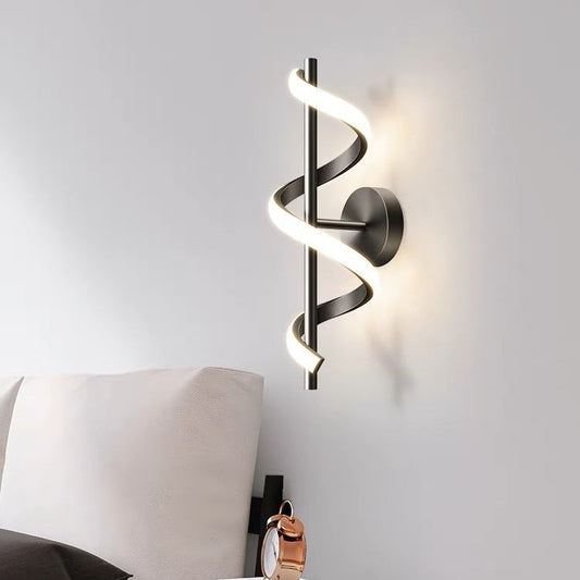 مصباح حائط LED من الألومنيوم والسيليكون بتصميم حلزوني عصري بسيط لغرفة المعيشة 