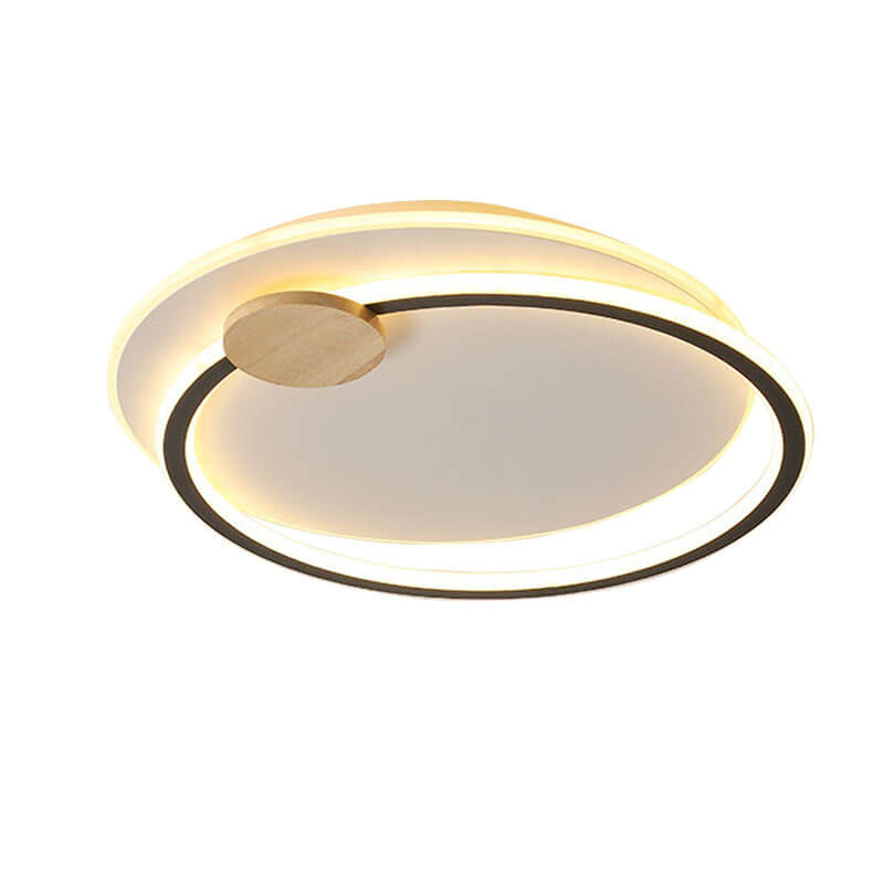 Nordic Simple Round Ring Aluminum Wood LED Flush Mount Ceiling Light