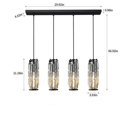Modern Luxury Crystal Column Iron 1/3/4 Light Island Light Chandelier