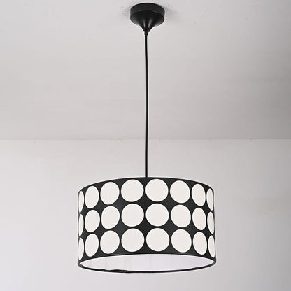 Contemporary Retro Drum Checkerboard Leather Lampshade 3-Light Pendant Light For Dining Room