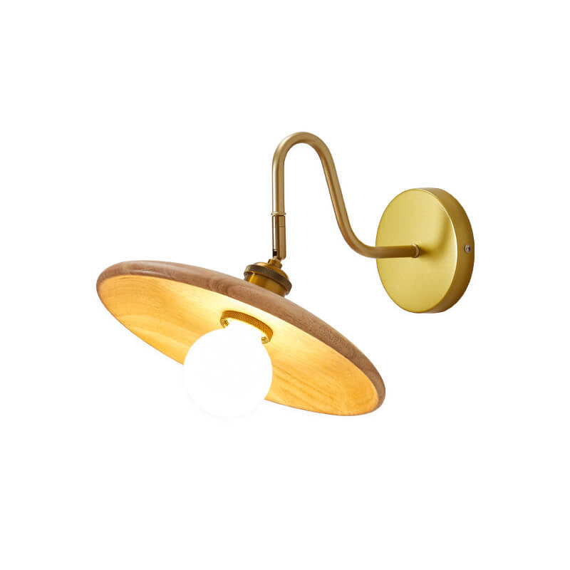 Modern Wooden Japanese Tray Shaped 1-Light Wall Sconce Lamp