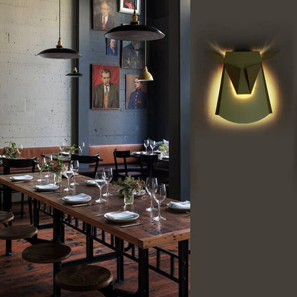 Contemporary Creative Iron Bull Head Shape LED Wall Sconce Lamp For Bedroom