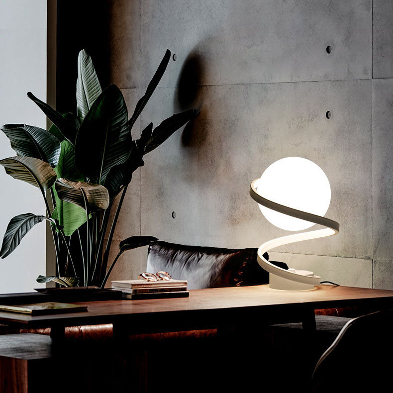 Modern Minimalist Curved Shape Ball Iron Acrylic LED Table Lamp