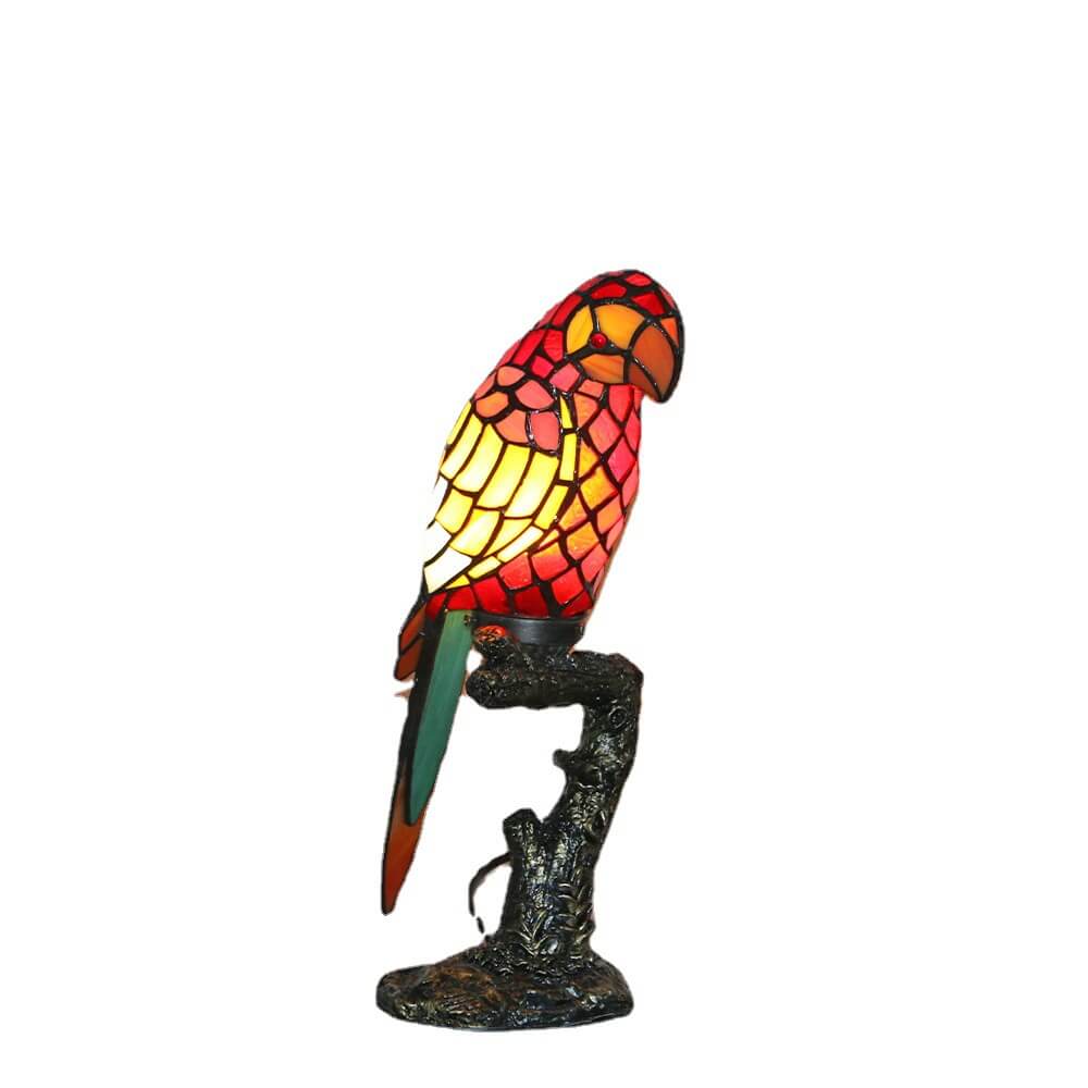 Tiffany American Parrot Stained Glass Resin 1-Light Table Lamp