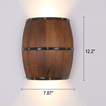 Industrial Vintage Half Barrel Wood LED Wall Sconce Lamp