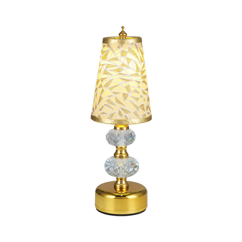 Retro Luxury Fabric Crystal Base LED Table Lamp